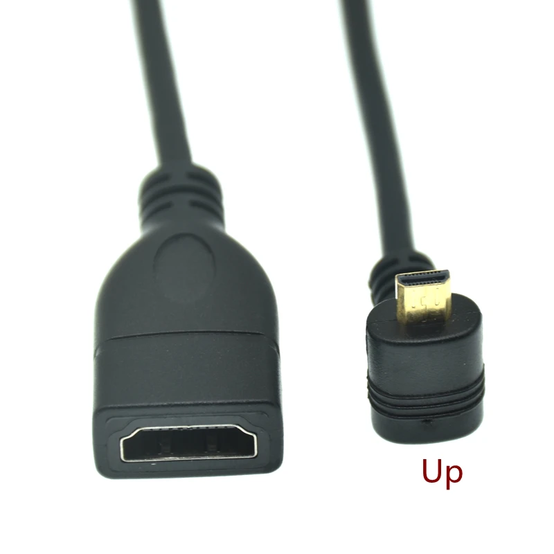 90 Degree Left/Right/Up/Down Angled Micro HD Male To HDMI-compatible D Type Female Adapter Cable Convertor
