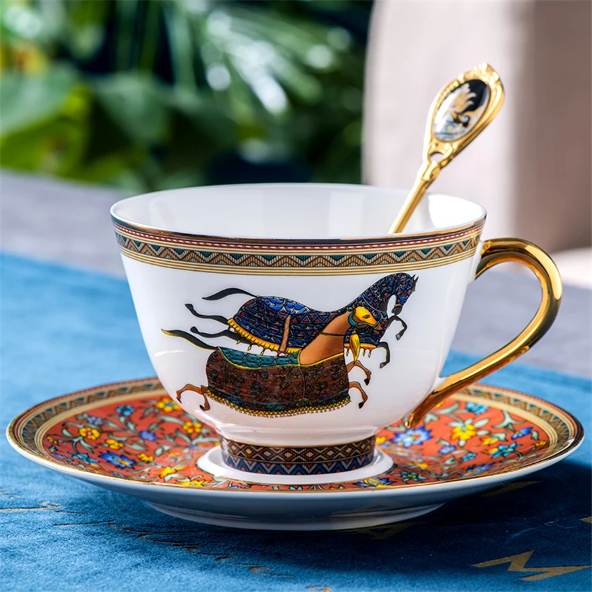 

High Quality Bone China Coffee Cup And Saucer Set Advanced Royal Classical Afternoon Tea Cups Ceramic Milk Cup Espresso Cup