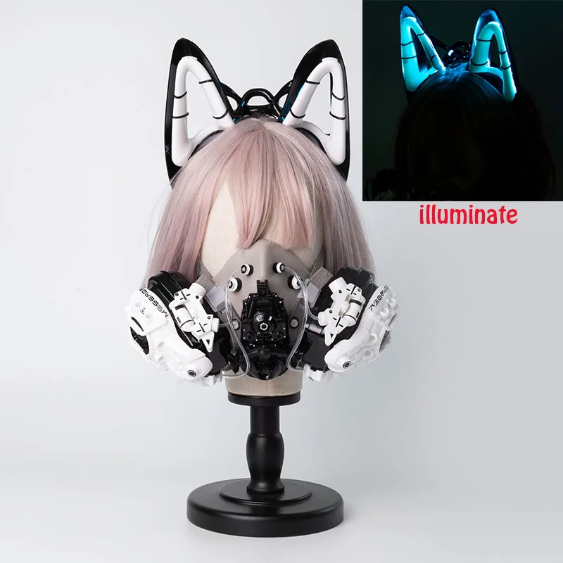 Punk earphone Technological functional Headphone Cosplay Prop Punk Headset Mask earphone mechanical beast illuminated ears