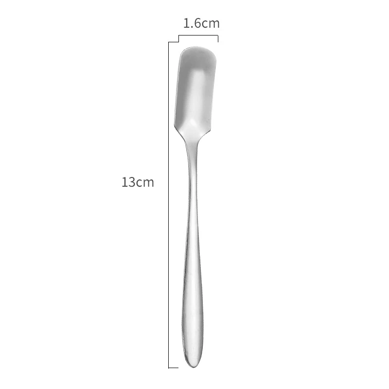 13*1.6cm Stainless Steel Square Head Spoon Creative Tableware Tea Coffee Ice Cream Shovel Spoons Teaspoons Kitchen Accessories