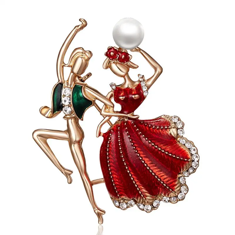 Elegant Ballet Dancer Crystal Brooches Pin Gymnastics Girl Ballet Dancer Cute Brooch Bijouterie Corsage Wedding Festival Jewelry