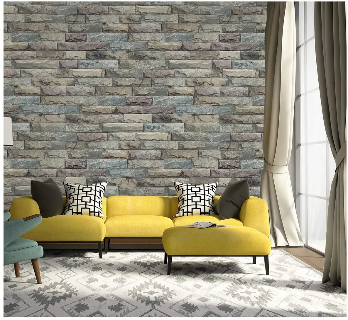 HDHome 10M Peel and Stick Wallpaper Brick Removable Wallpaper 3D Effect Textured Self Adhesive Wall Paper for Bedroom Home Decor