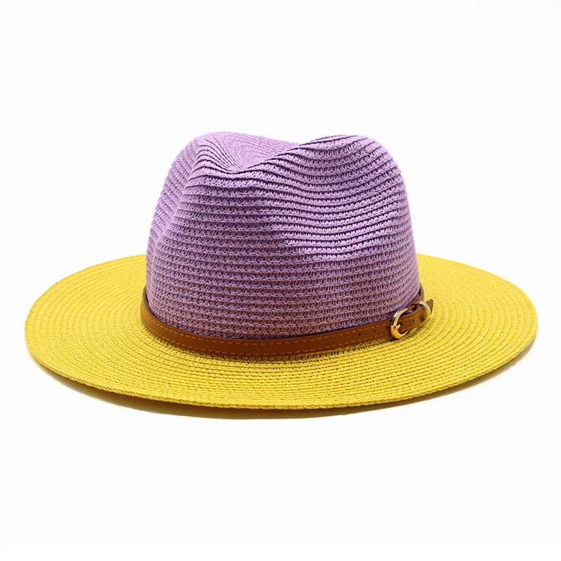 Straw hat two-color gradient sun hat outdoor sun hat straw hat seaside sunscreen beach hat sun hat various accessories wholesale