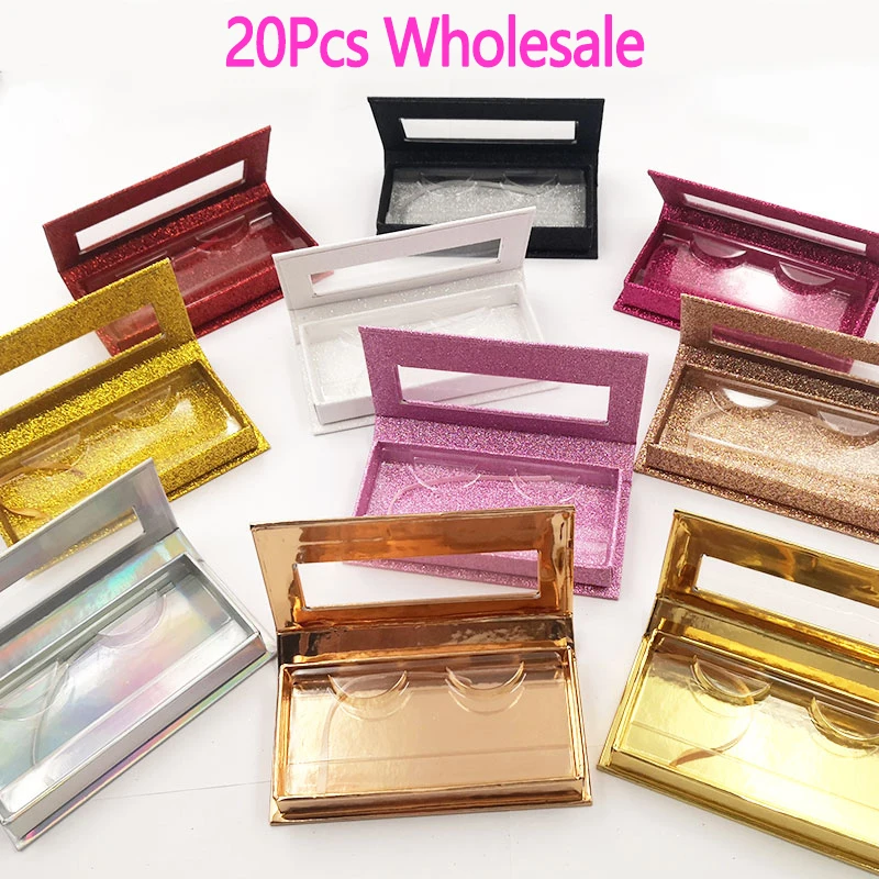 

20pcs wholesale false eyelashes packaging box fake 3d mink lashes boxes faux cils strip Rectangle magnetic case empty