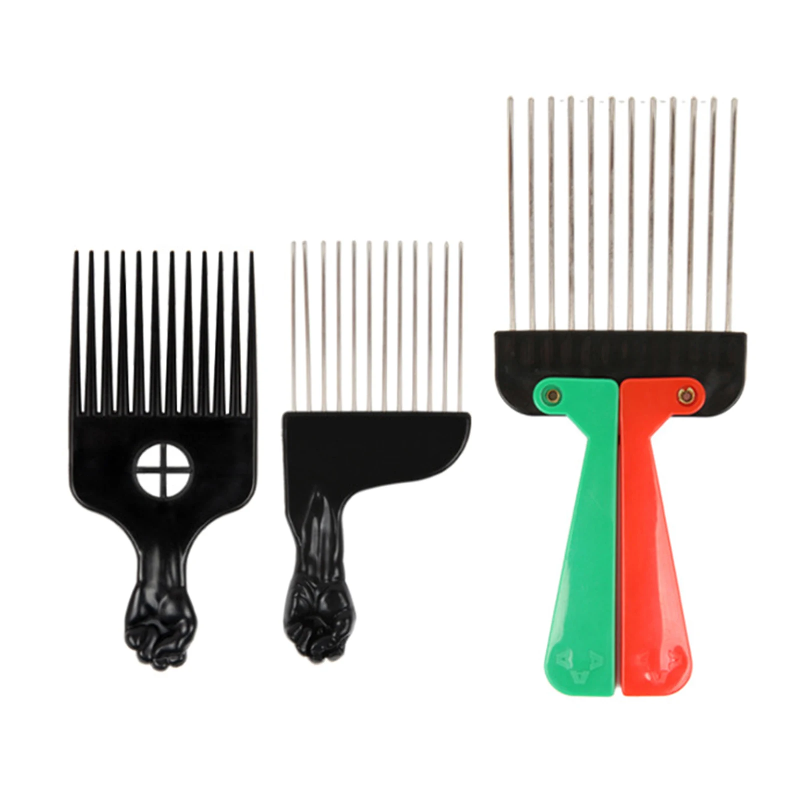 Colour Foldable Handle Hair Pick Black Fist Metal African Hair Comb Metal Teeth Hair Brush Comb