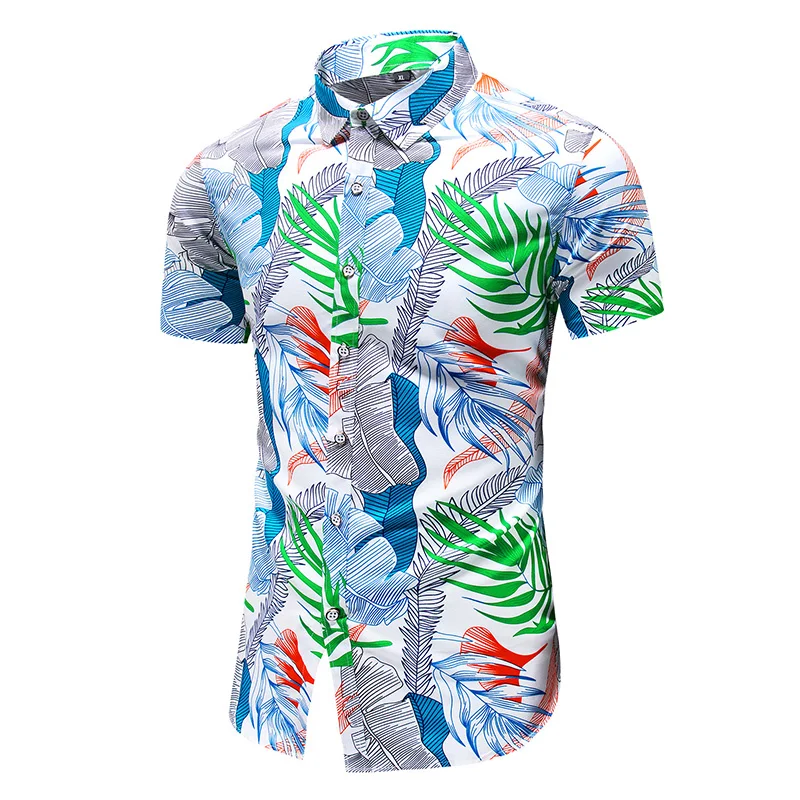 Summer Shirt Men New Arrival Fashion Personality Print Short Sleeve Shirts Male Casual Plus Size Beach Hawaiian Flower Shirt 7XL