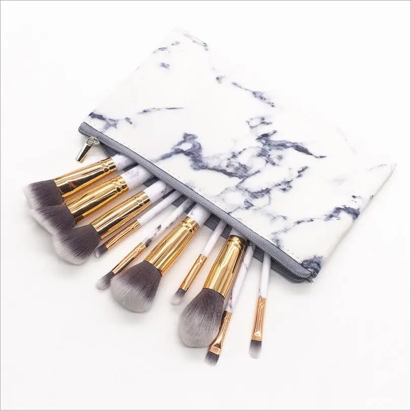 10pcs Marble Flame Marbling Brushes Set Soft Foundation Powder Eyeshadow Brush Kit Beauty Beauty Make Up Tools T0326