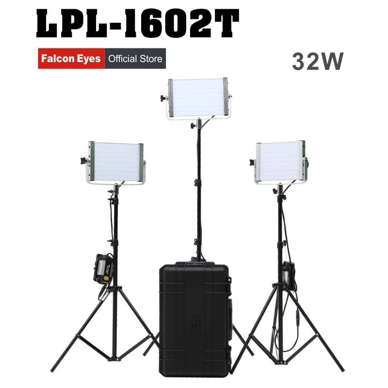 

Falconeyes Diving Video Light 32W Daylight Panel Light Dimmable 120pcs LED Studio Photo Video Interview Lighting LPL-1602T Kit