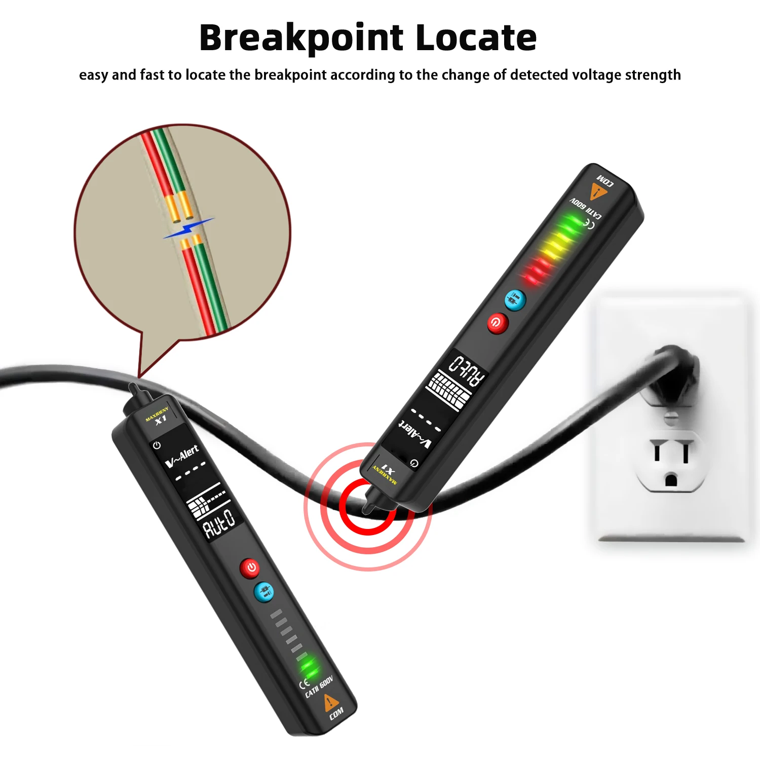 MAXRIENY X1 X2 Voltage Detector Multimeter Non-contact LCD Large Screen Smart Test Pencil Live Indicator Electric Wiring Tester