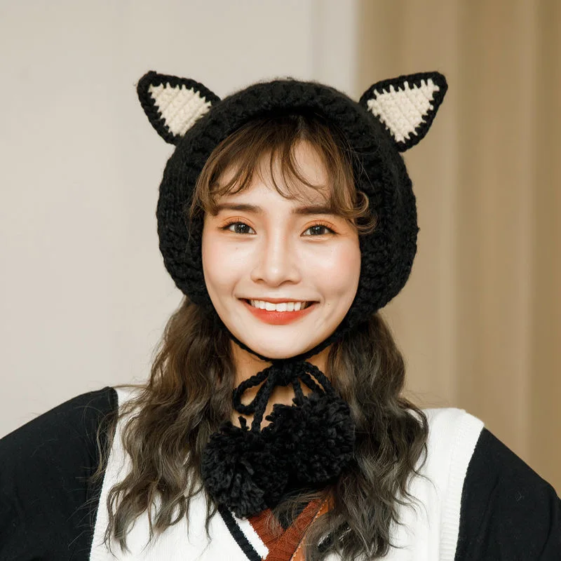 Wool Earmuffs Women Autumn Winter Warm Lovely Fox Ears Warm Knitted Ear Cover Fashion Girl Sweet Lovely Korean Winter Head Cover