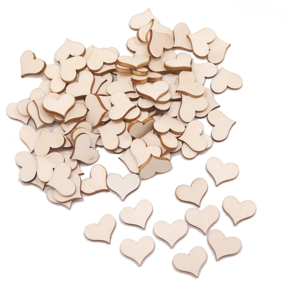 50pcs 1.7cm DIY Blank Heart Wood Slices Discs Wood Heart Love Blank Unfinished Natural Crafts Supplies Wedding Ornaments