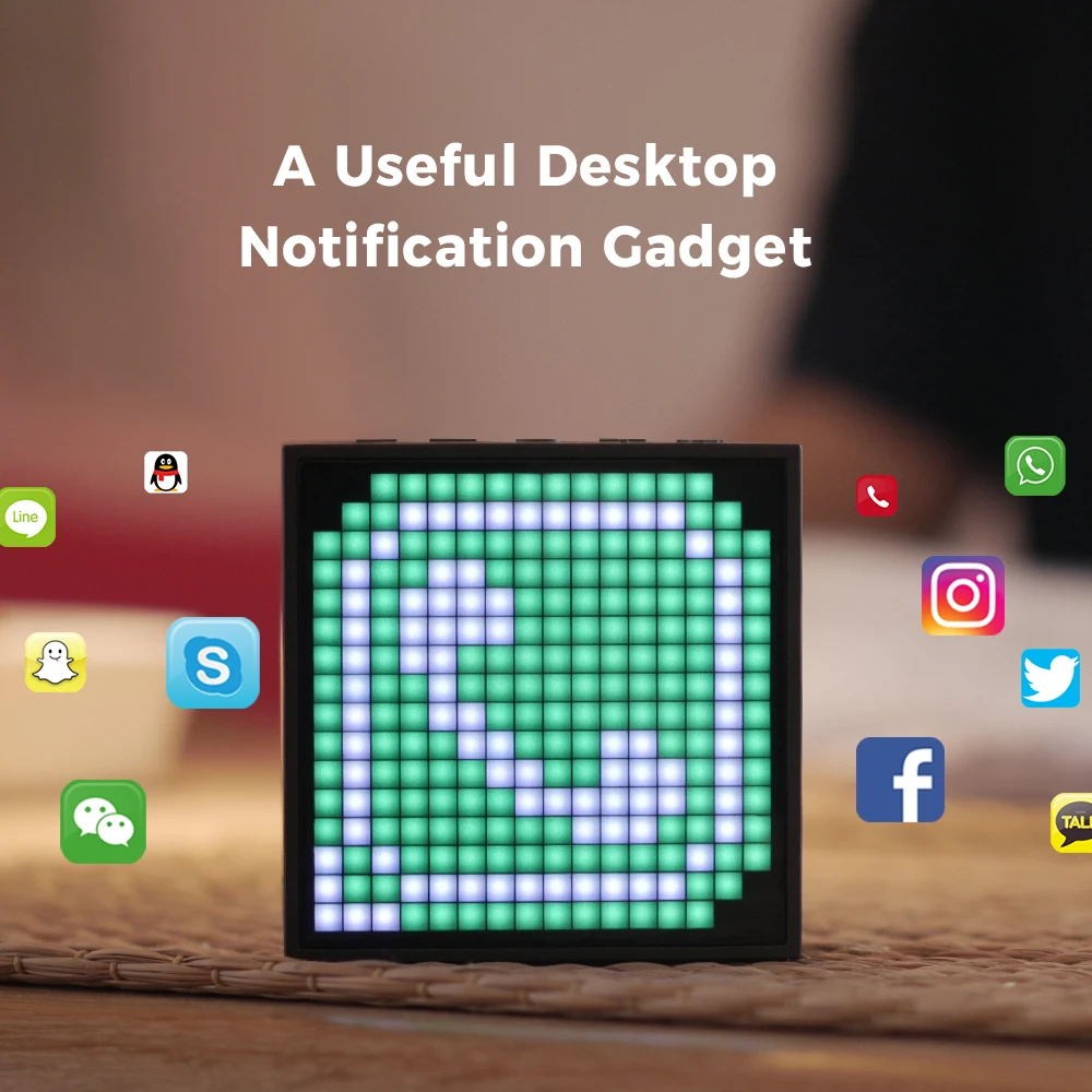 Divoom Timebox Evo 픽셀 아트 제작을위한 시계 알람 프로그래밍 가능한 LED 디스플레이가있는 블루투스 휴대용 스피커 독특한 선물 
