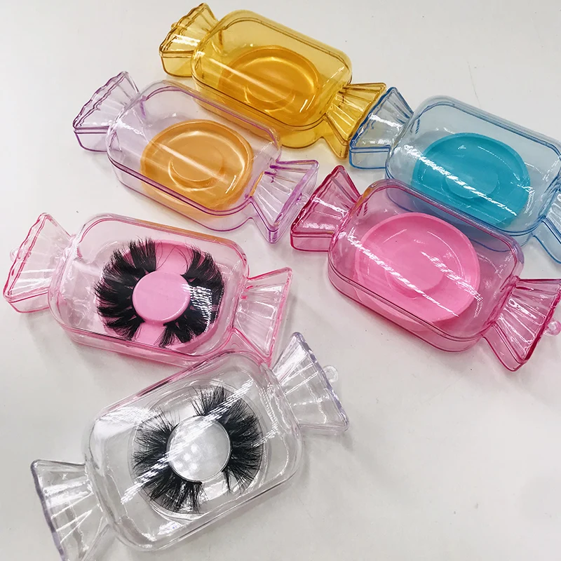 Candy False Eyelashes Packaging Box 3D 5D 25mm 27mm Mink Lashes Empty Candy Case