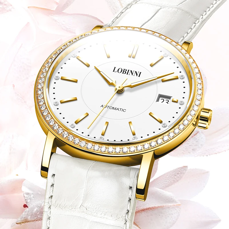 LOBINNI Women's Switzerland Luxury Diamond Watch Japan MIYOTA Automatic Mechanical Sapphire Movement Waterproof Clock L12025LD-1