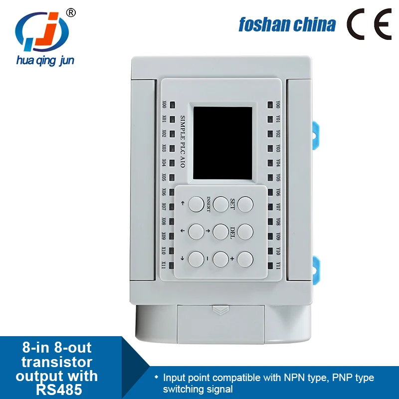 

Foshan Huaqingjun 12DI 12DO Transistor Output PLC RS485 Modbus RTU PLC Controller for Automation