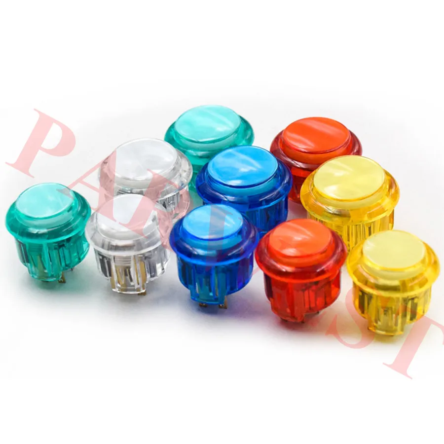 10PCS/LOT 5V/12V transparent illuminated led buttons 30mm/24mm led push button for arcade game console