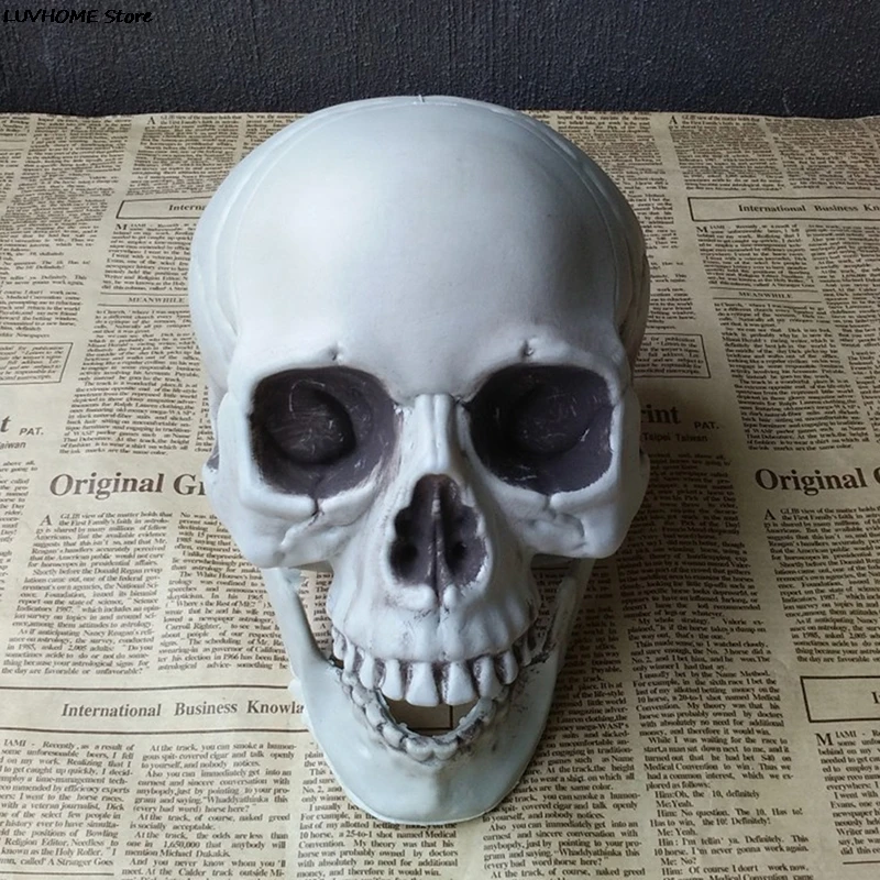 Halloween Artificial Skull Head Model Skull Bone Scary Plastic Skull Bone Horror Skelet Party Bar Ornament Color Random