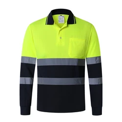 Security Reflective Shirts for Men Hi Viz Vis Shirt with Pocket Two Tone Workwear High Visibility Reflective Clothes