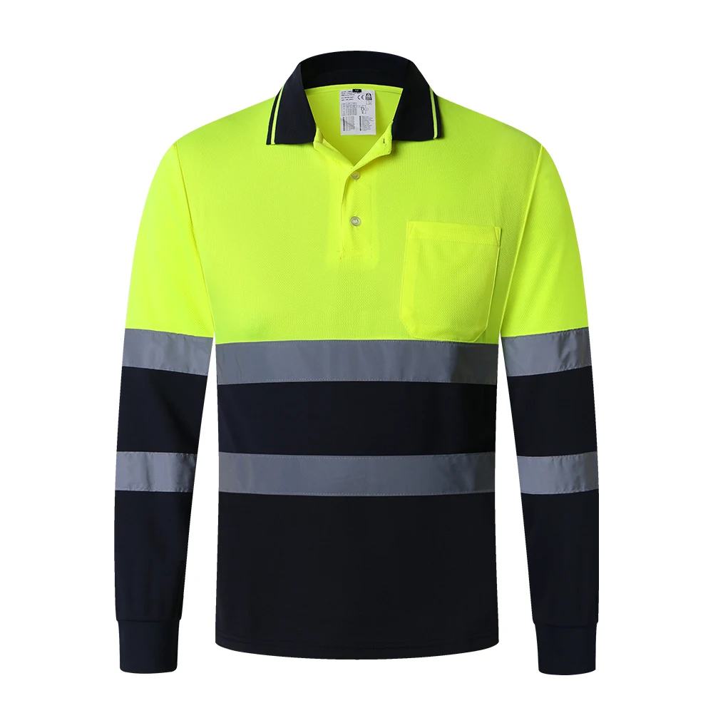 Security Reflective Shirts for Men Hi Viz Vis Shirt with Pocket Two Tone Workwear High Visibility Reflective Clothes