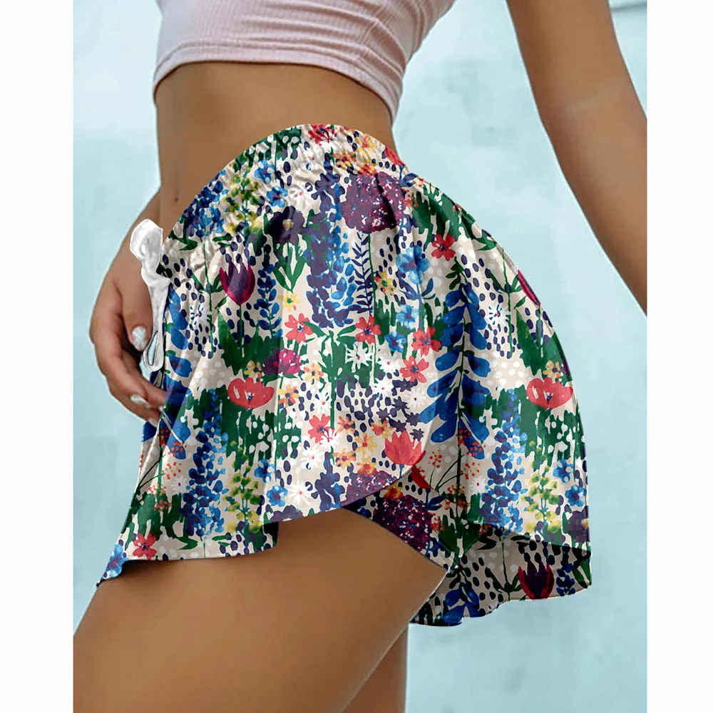 Summer New Sports Skirt Running Shorts Gym Loose Breathable Dance Cheerleader Yoga Shorts Women 2 In 1 Marathon Quick Dry Shorts