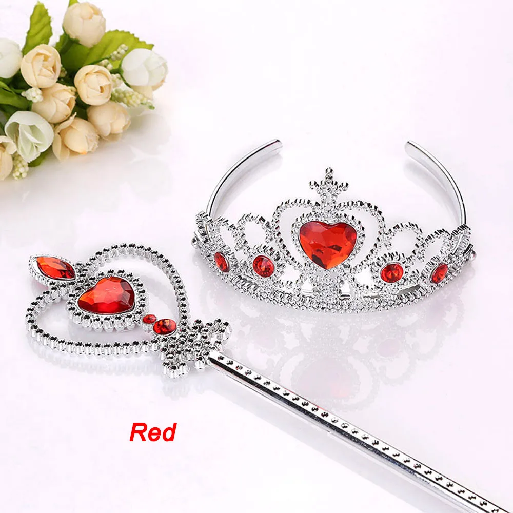 2 Pcs/Set Children Jewelry Crowns +  Magic Wands Girl Princess Tiara Accessories Christmas Party Festival Gift Girls