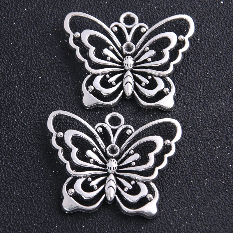 2pcs 38*47mm Antique   Vintage Metal Zinc Alloy big Butterfly Pendant Charm For Jewelry Butterfly Pendant Making