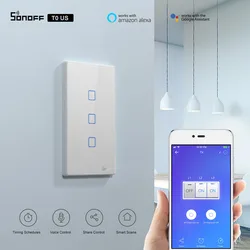 Itead Sonoff T0US Wifi Intelligente Interruttore Della Luce 120 Tipo 1/2/3 banda TX Interruttori A Muro A Distanza Controllata Funziona Con alexa Google Casa