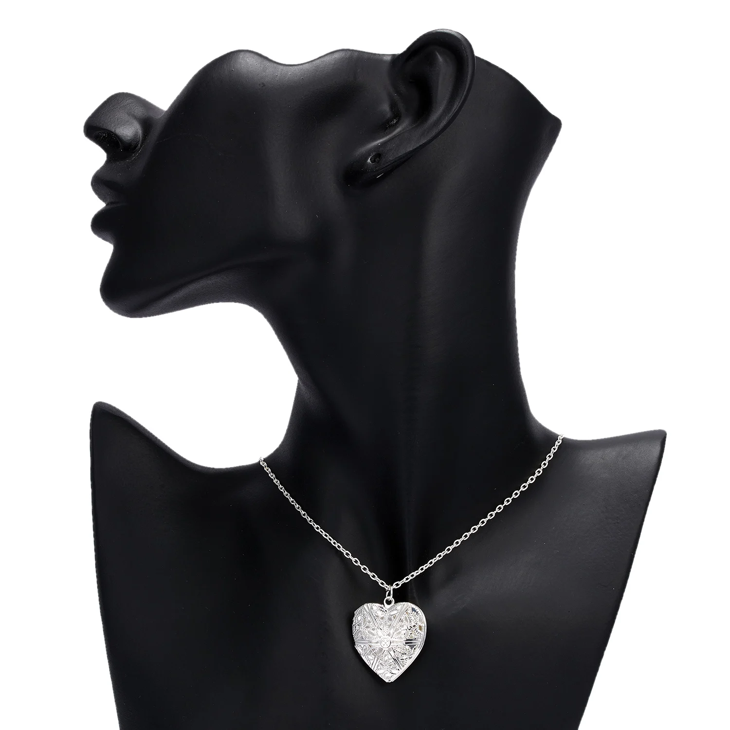 Romantic Cute Heart Photo Frame Pendant Necklace Love Heart Charm Openable Locket Necklaces Women Men Fashion Memorial Jewelry