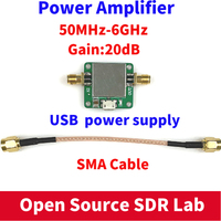 50M-6GHz Low Noise RF Amplifier Ultra Wideband Gain 20dB MicroUSB Power Supply