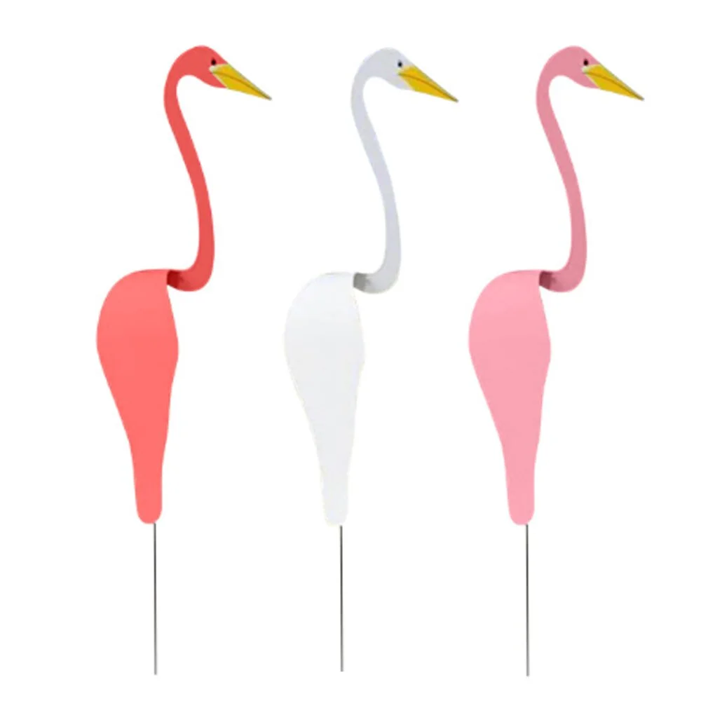 40CM 3D Garden Flamingo Decoration Colorful Swirl Birds Move With The Wind Creative Outdoor Yard Erected Furnishings Adornment