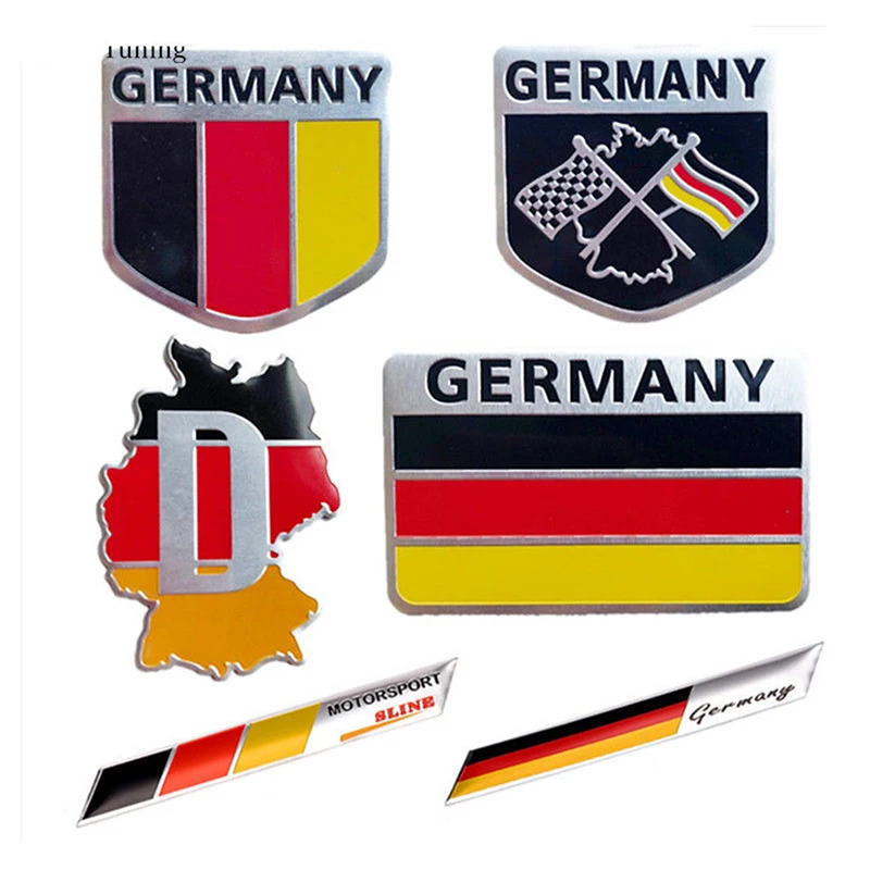 1PC Deutsch Car Sticker Germany German Flag Badge Emblem Metal 3D Decal Grille Bumper Window Body Decoration