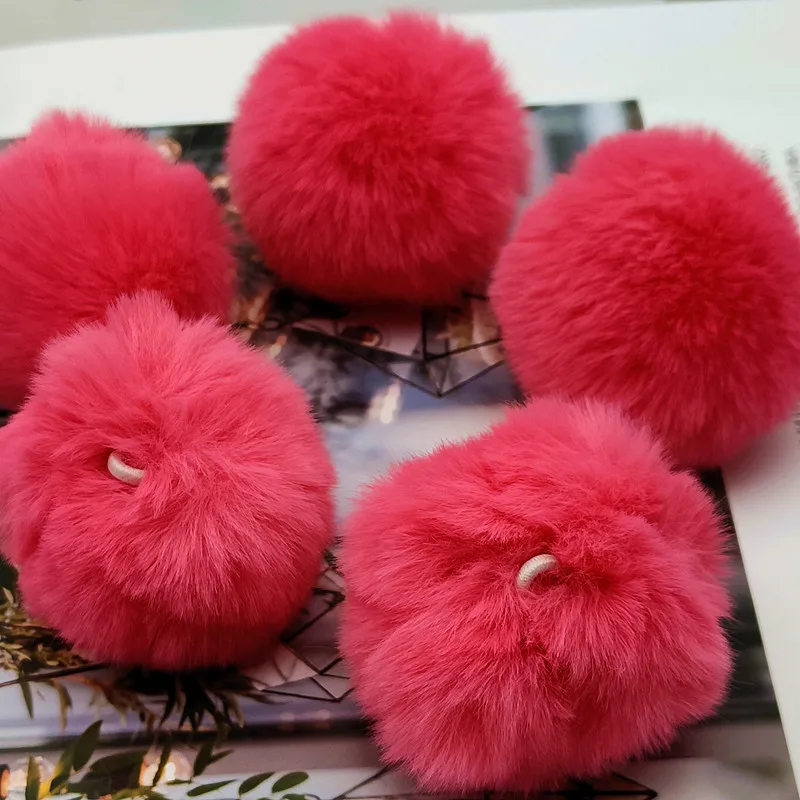 Pompom 5Cm Imitated Rabbit Fur Ball Pompons Knitted Scarf Hat Plush Children DIY Keychain Crafts Accessories Materials 5 Pieces