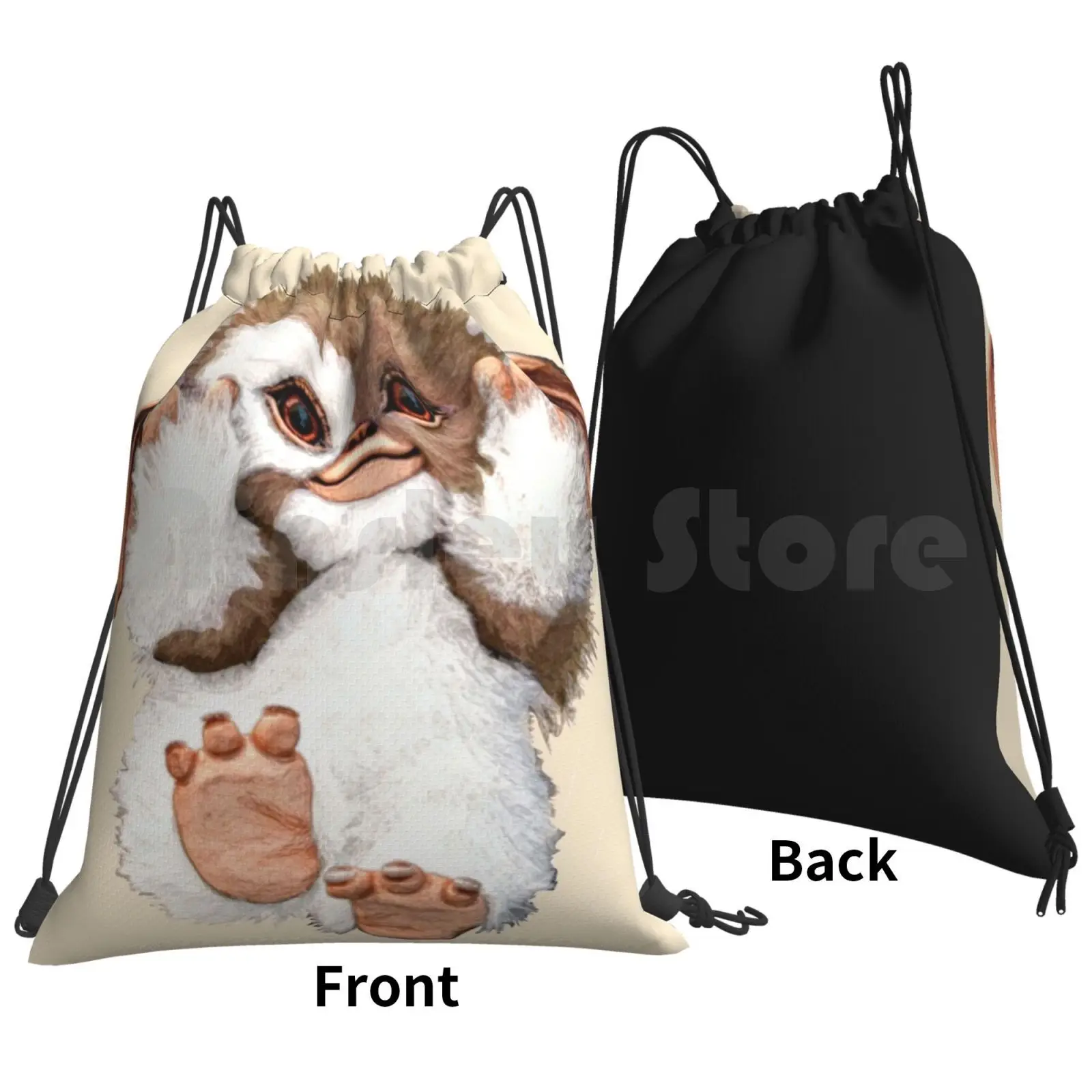 Cutest Gizmo Backpack Drawstring Bags Gym Bag Waterproof Gremlins Gizmo Mogwai Fluffy Cute 80s 1980s 80s Movie 1980s