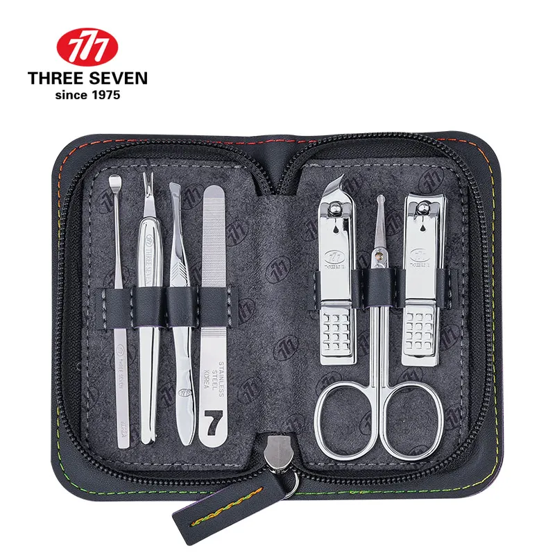 

THREE SEVEN/777 Nail Clippers Kits Nail File/Cuticle Pusher/Callus Shaver/Earpick 7 in 1 Nail Art & Tools Kits