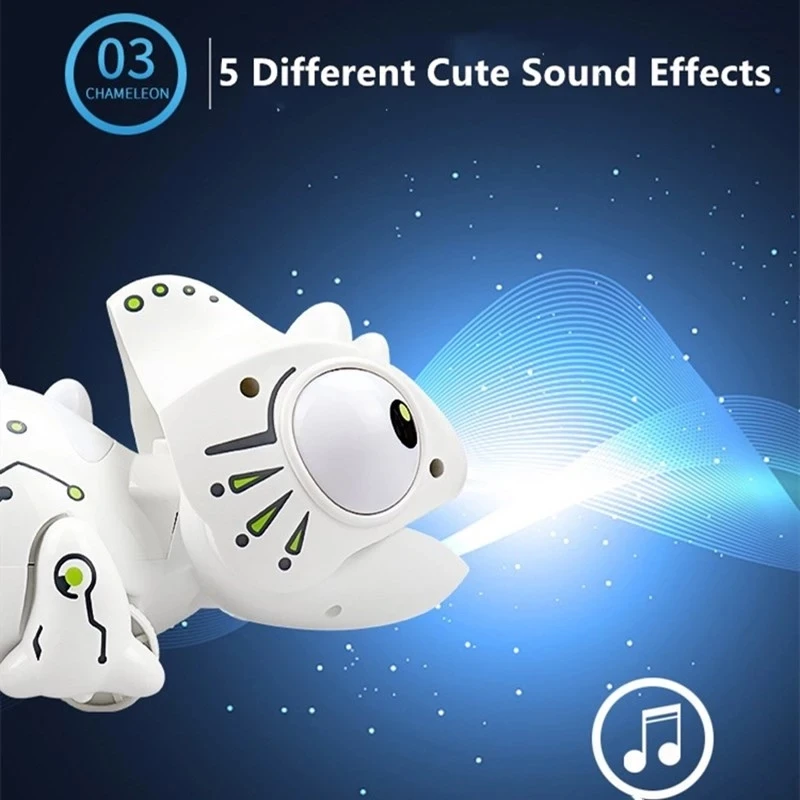 High Simulation Chameleon 2.4G Remote Control RC Robot With Light Sound Effect Tail Swing Extendable Tongue Intelligent Animal