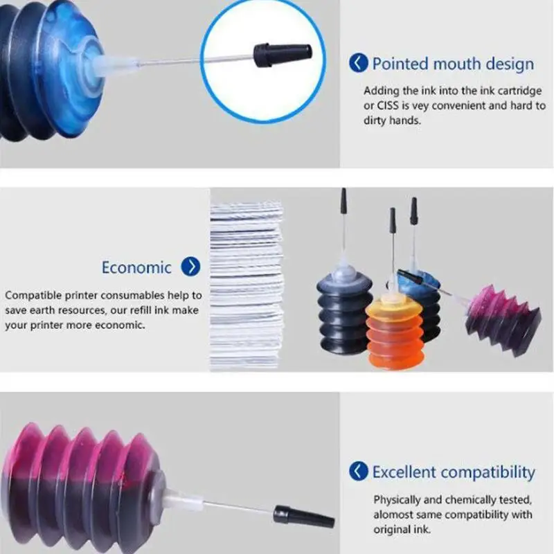Novo kit de recarga de tinta 30ml, altamente compatível com impressora jato, suprimentos de impressão, substituição de papel para hp