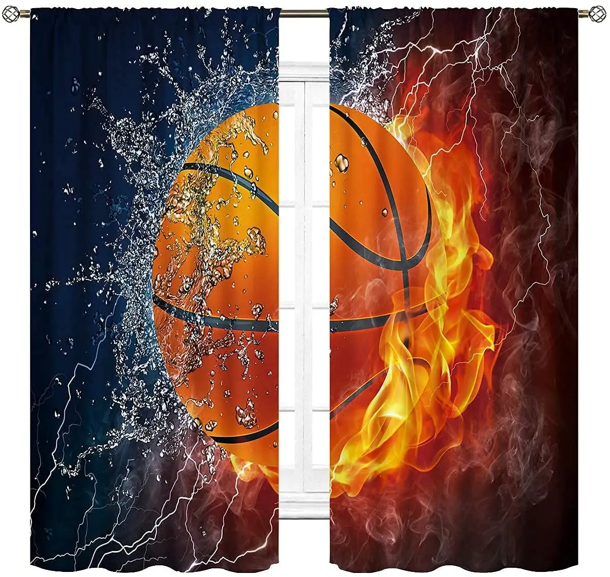 Basketball Blackout Curtains Boys Bedroom Sports Theme Room Window Drapes Kids Teen Men Curtain Living Room Window Treatment