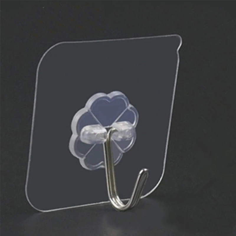 Transparent seamless wall swivel hook waterproof and oil-proof self-adhesive kitchen door non-porous glue