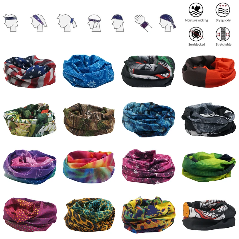 Outdoor Flower Hiking Scarf Sport Headwear Women Reversible Bandana Tube Band Magic Scarves Camo Cycling Running Flag Headband