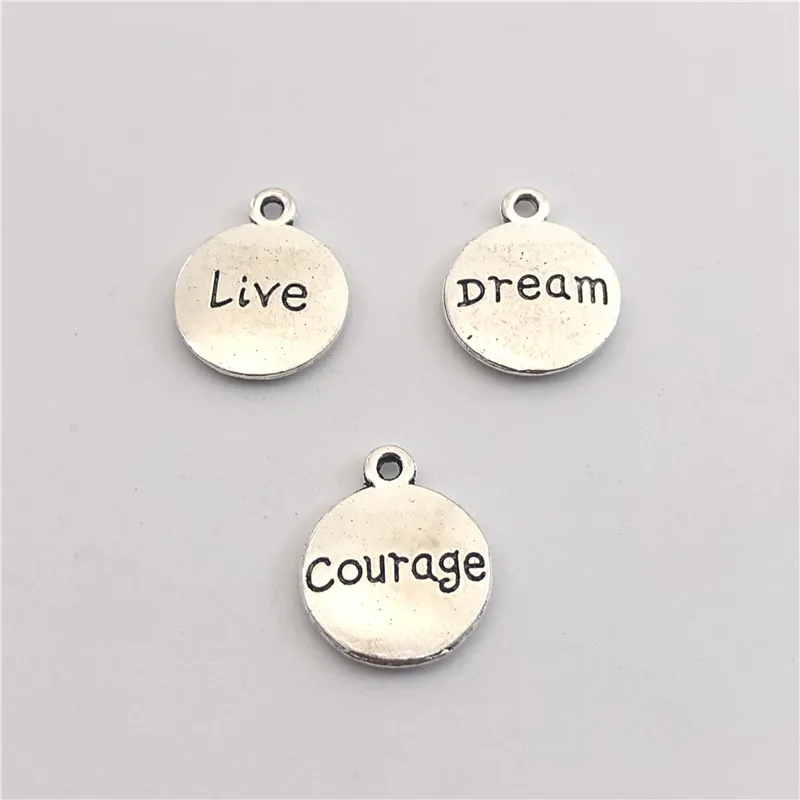 15pcs mixed batch disc words love hope laugh dream live pendants DIY handmade bracelet necklace accessories for jewelry making