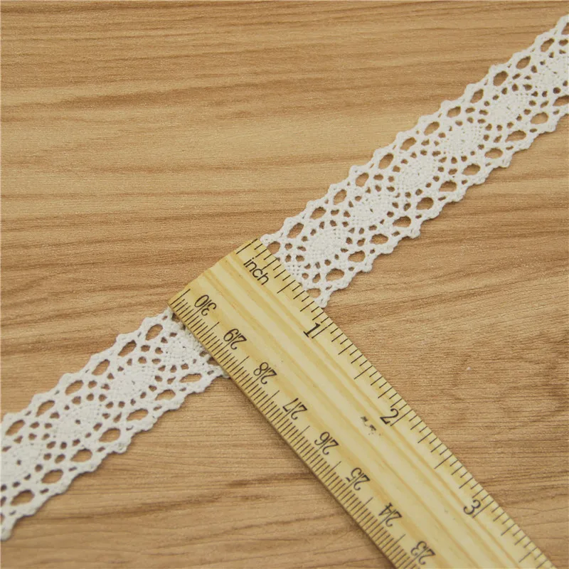22mm Ivory Cotton Lace Trim Fabric Sewing Accessories 300 Yards  for Wedding Dress Decoration Craft Supplies LC007-R