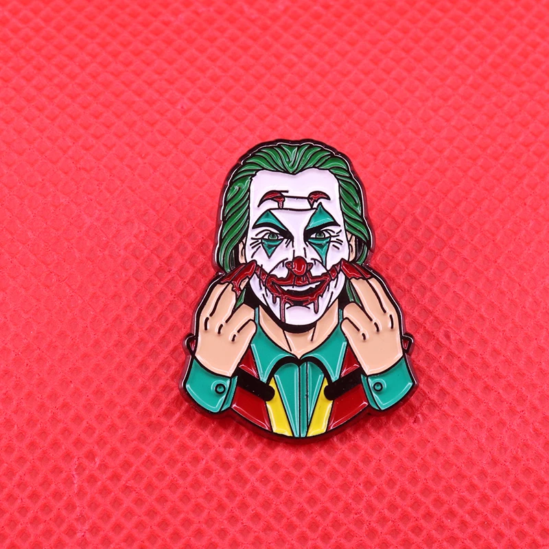 Put On A Happy Face - Joker inspired interactive hard enamel pin Joaquin Phoenix fans gift