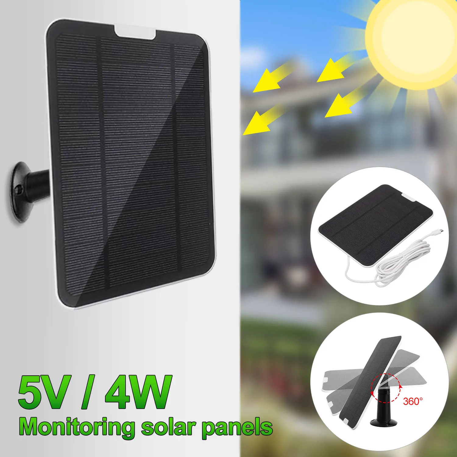 eficiencia painel solar 360 rotacao acampamento ao ar livre carregador de bateria solar 3m 10ft cabo ip67 impermeavel telefone carregamento 50w de alta 01