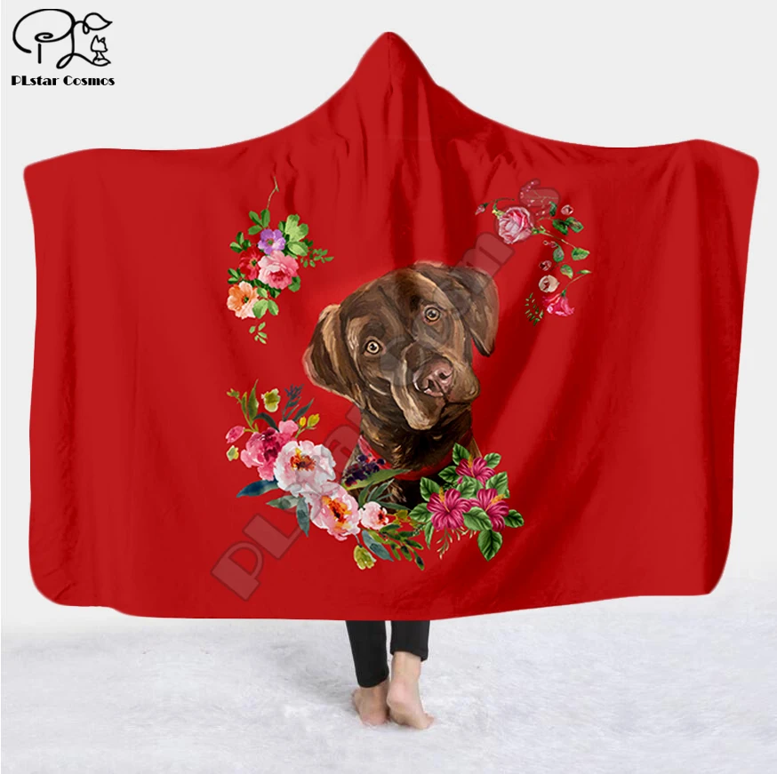 

Plstar Cosmos Pet dog flower puppy funny Blanket Hooded Blanket 3D full print Wearable Blanket Adult men women Blanket style-2