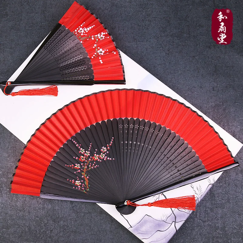 |And fan hall hand painted silk silk fan fan fan process red women's red female fan fan zhao want to dance