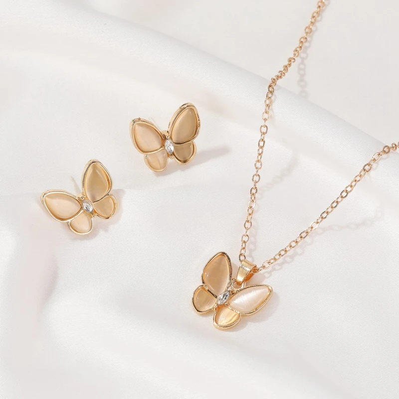 Elegant Butterfly Pecklace Fashion For women Drop Necklace Earrings Sets 2022 New Jewellery Wedding Party gifts Ladies Set