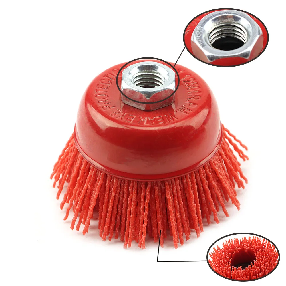 1/3PC 3inch 75mm Cup Nylon Abrasive Brush Wheel 80-240Grit Pile Polymer-Abrasive For Angle Grinder Dremel Rotary Tool Polishing