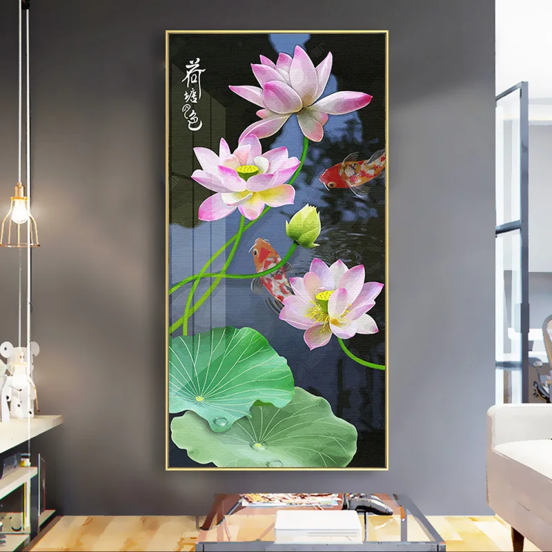 70x140cm DIY Painting By Numbers animals Lotus Golden Fish Entrance Landscape paint by numbers on canvas Wall Art Home Decor