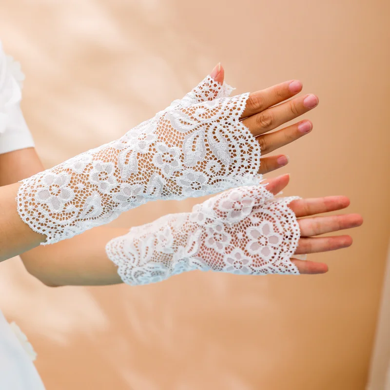 Women's Lace Sunscreen Gloves, Outdoor Mittens, Riding, Driving, Bridal, Wedding, Sexy Girls, Dancing Party Clothing, Fashion