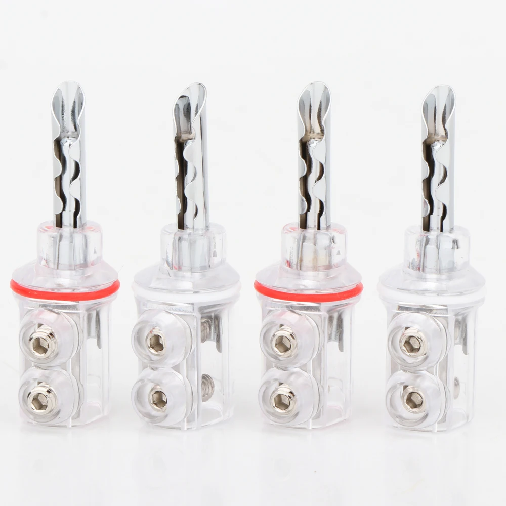 4 Stück Hochwertige 4mm Rhodium-Beschichtete BFA-Bananenstecker mit Transparenter Abdeckung für Lautsprecherkabel – Detail 7
